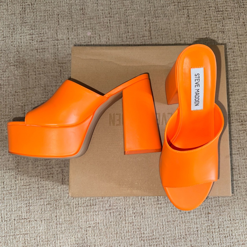 Steve Madden Bright Orange Block Heels